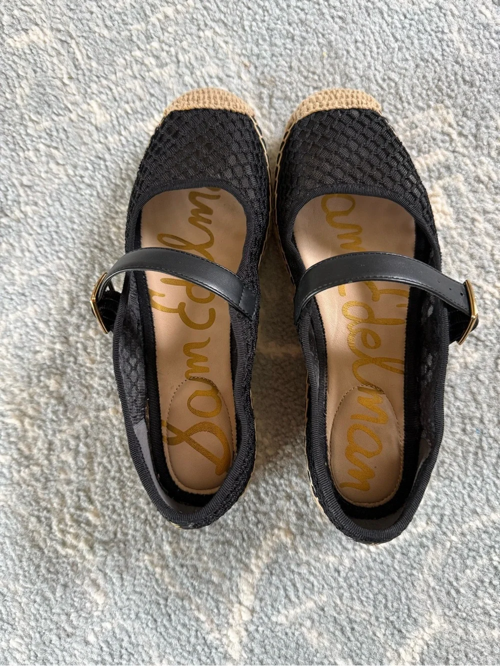 Sam Edelman Black Mesh Mary Jane Espadrilles